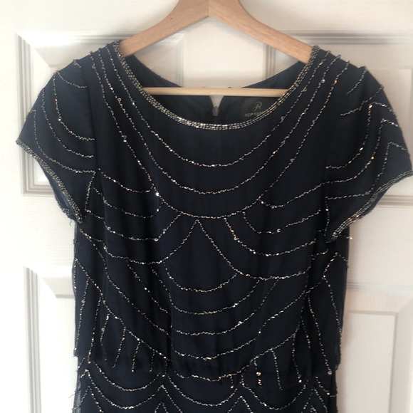 Adrianna Papell Navy Beaded Dress - Picture 5 of 7
